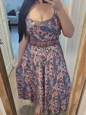 Nini Open Back Pink Paisley Maxi Dress